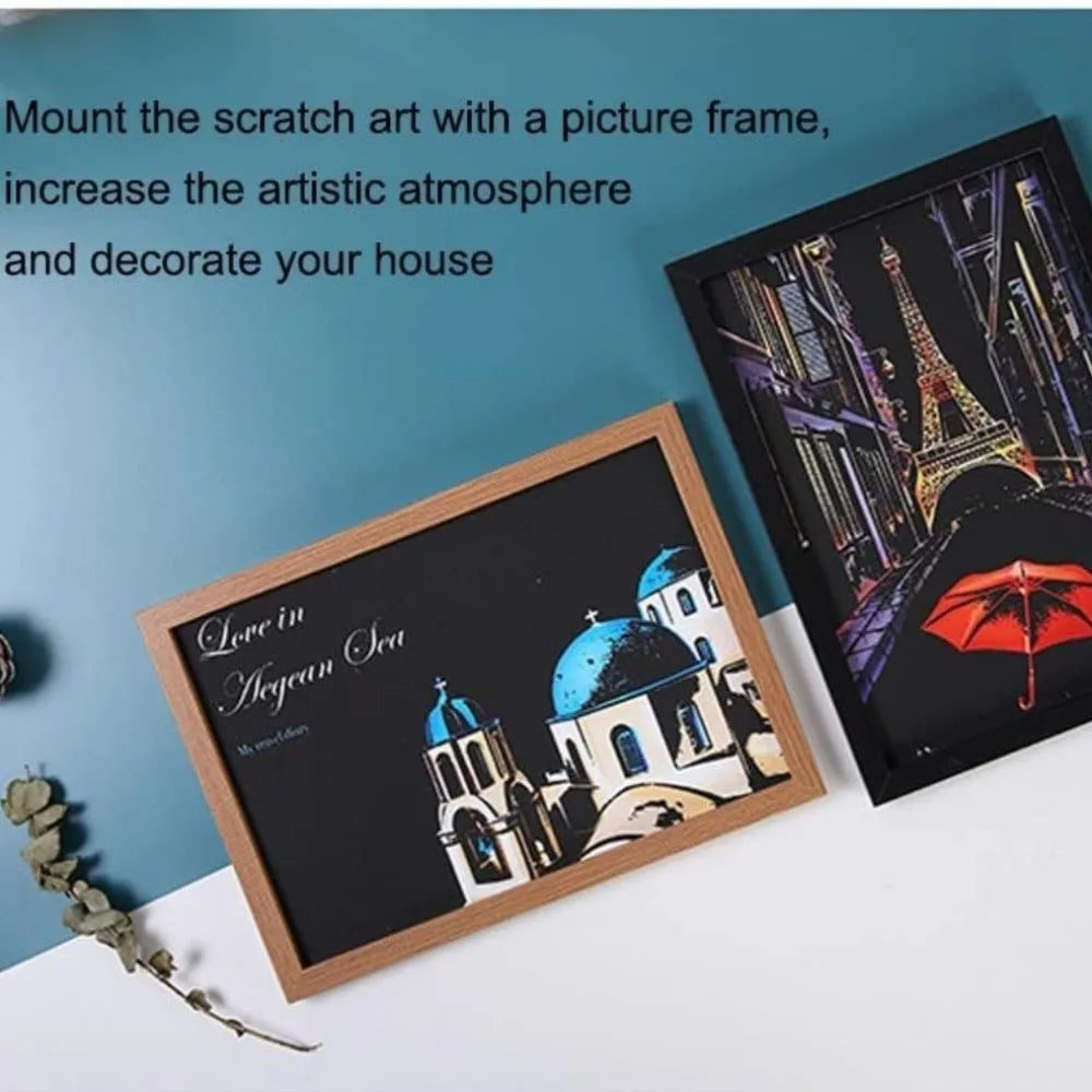 12 Pieces of Magic Scratch Painting Crafts DIY World Scenery Scratch Painting Paper Children Adult Stress Relief Toys DIY Gifts