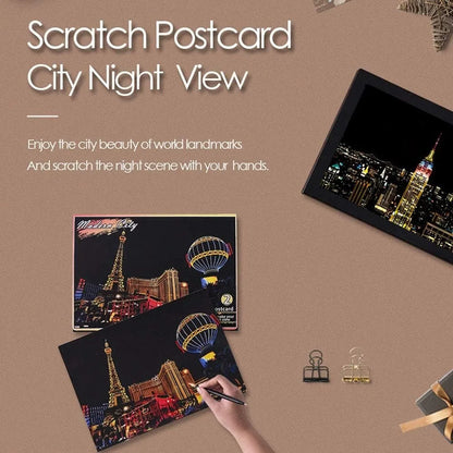 12 Pieces of Magic Scratch Painting Crafts DIY World Scenery Scratch Painting Paper Children Adult Stress Relief Toys DIY Gifts